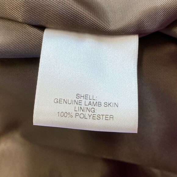 Cremieux Lambskin Jacket Mens Large Brown Bomber Flight Zip Bib Double Collar - Picture 5 of 16